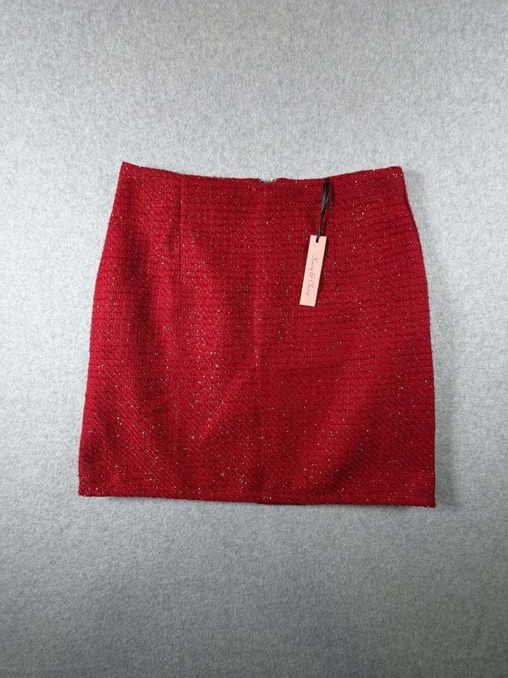 Sassy & Classy Red Metallic Tweed Mini Skirt